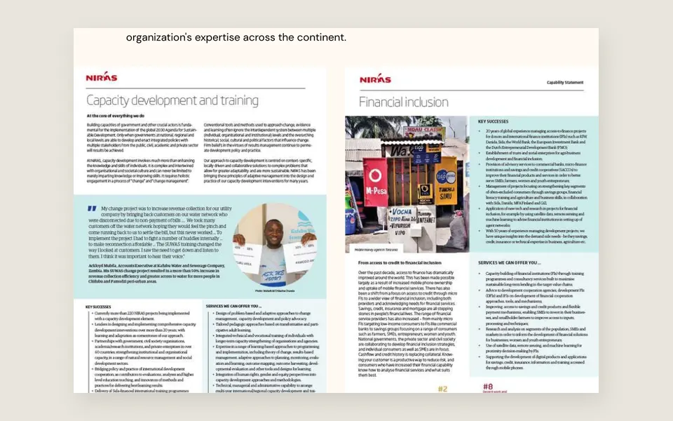 NIRAS Africa capability publication spread